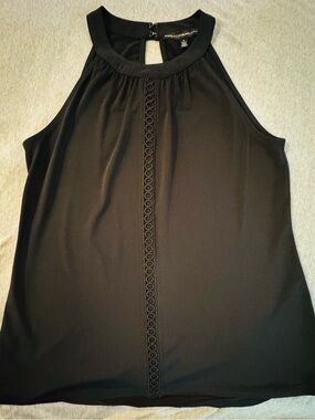 Black Halter Camisole with Front Ring Trim